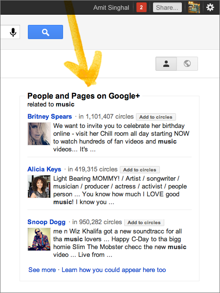 14 music Google integra Google+ en su buscador