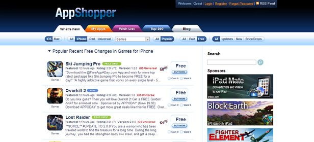 AppShopper cabecera