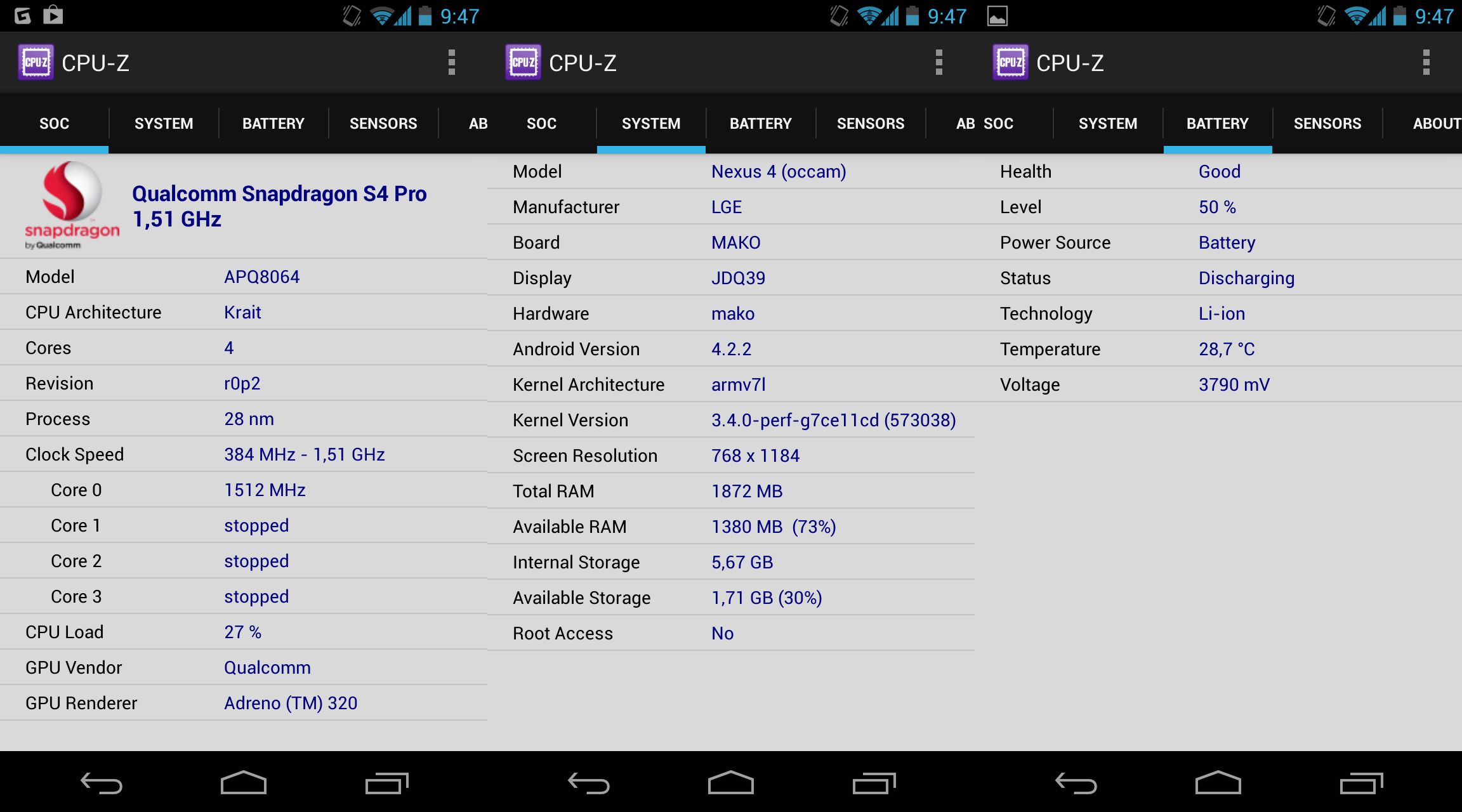 CPUZ Android screenshot