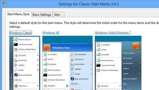 Classic Shell inicio skins Añade el desaparecido botón de inicio a Windows 8