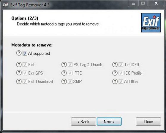 Exif tag remover