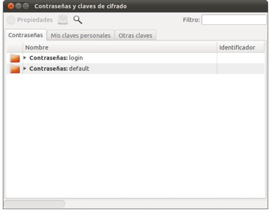 Pantallazo Contraseñas y claves de cifrado Evitar introducir la contraseña de administrador al abrir Chromium en Ubuntu