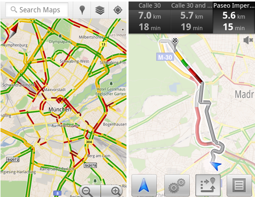 Screen shot 2011 07 13 at 8.25.21 AM Google Maps te avisa del estado del tráfico, ahora también en España