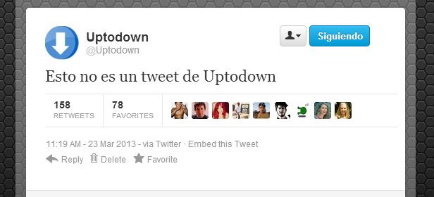 Uptodown tweet falso cabecera