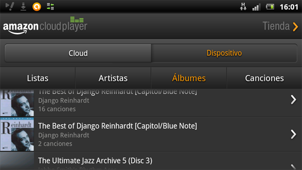 captura amazon cloud player Apps Android para escuchar música en la nube