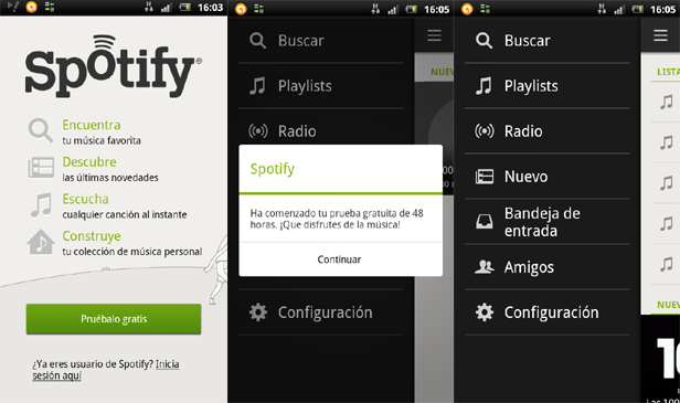 captura spotify android Android Apps for listening music from the cloud