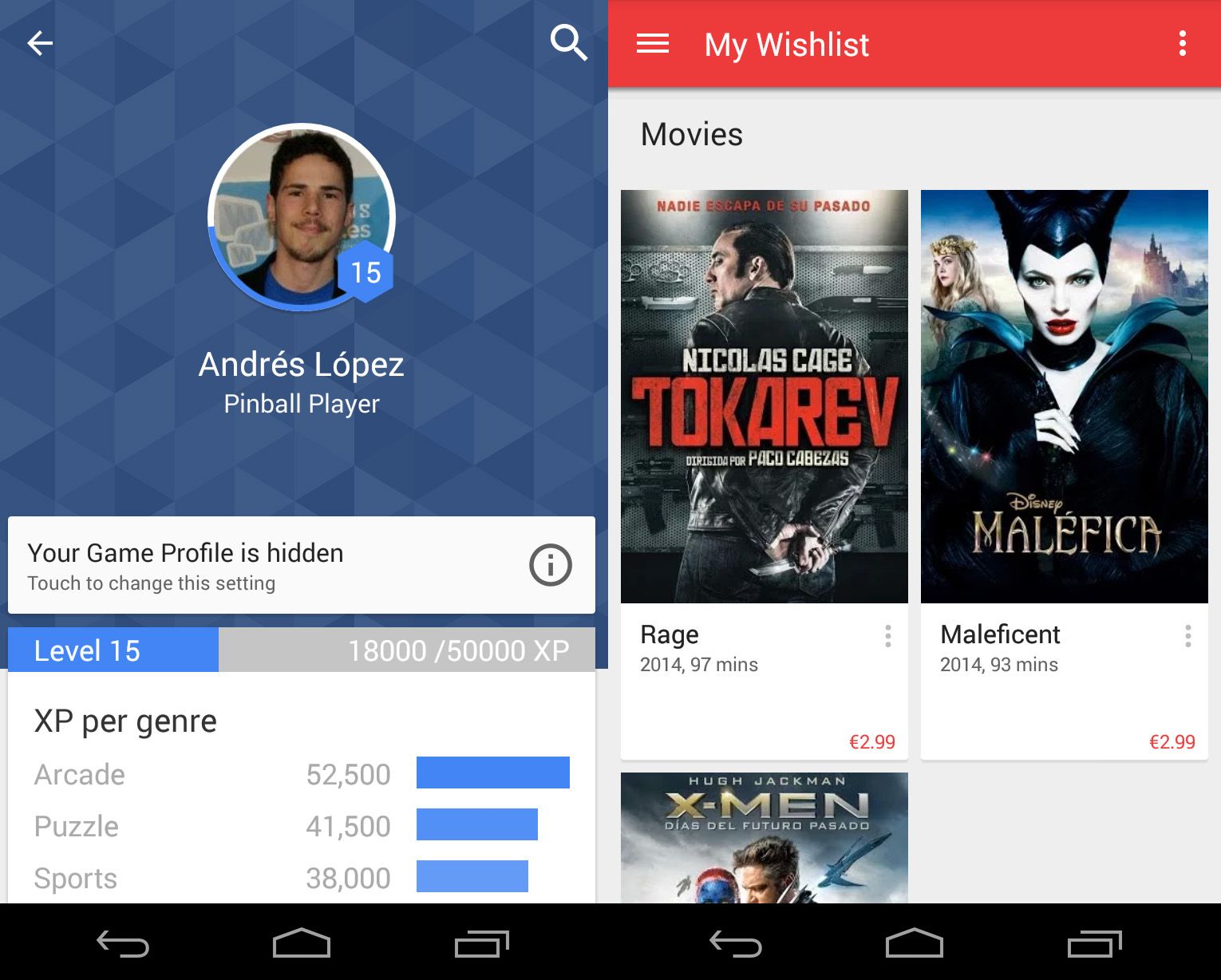 captura Material Design comes to Google Play Games and Play Movies