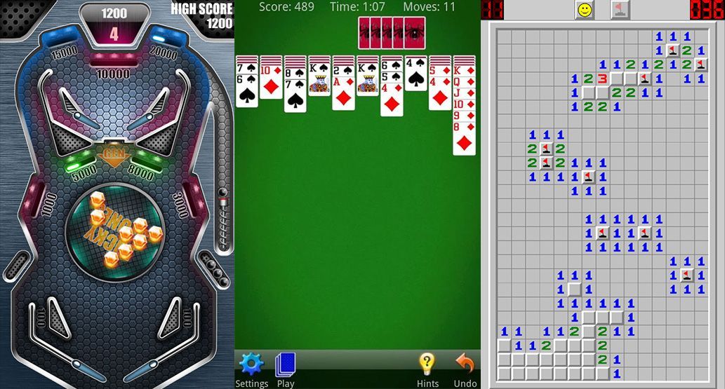 classics Minesweeper, Solitaire, Pinball: The classics never die