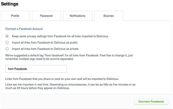 delicious FB Delicious permite importar enlaces de Facebook y elimina las stacks