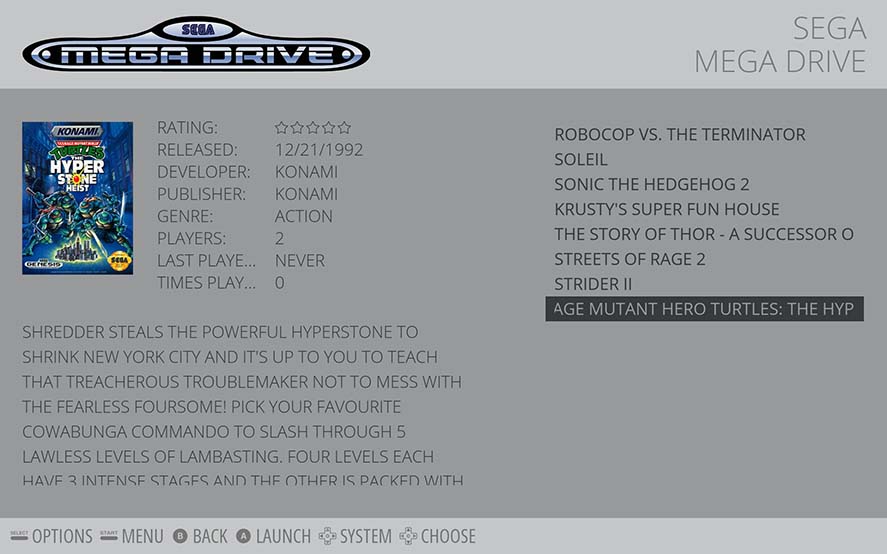 Emulation Station list of games sega mega drive