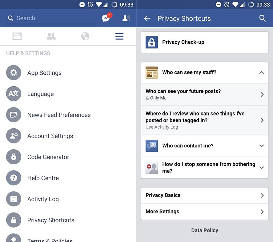 Privacidad en Facebook para Android