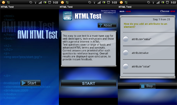 html test Android Apps for Web Development