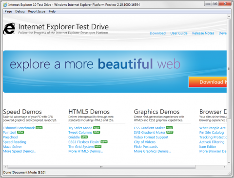 ie10 preview Internet Explorer mejora su soporte para HTML5