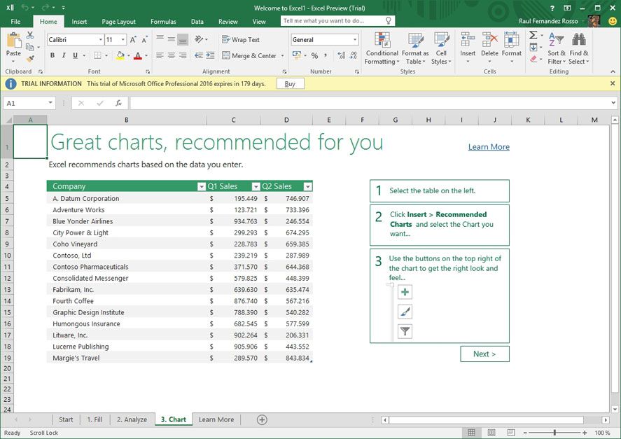 office 2016 excel screenshot Office 2016 Preview can now be downloaded for free