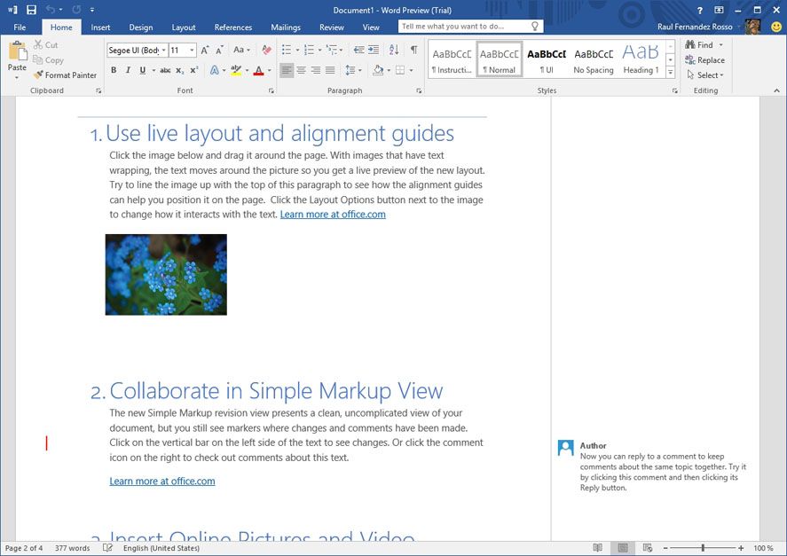 office 2016 word screenshot Office 2016 Preview can now be downloaded for free