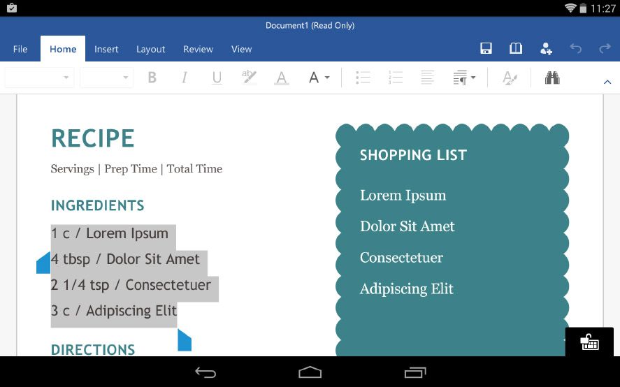 office tablet 1 Word, Excel y Powerpoint lanzan su versión final para Android
