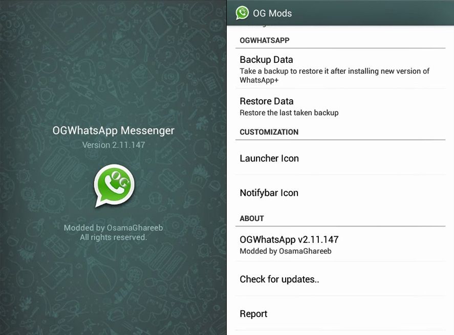 ogwhatsapp screenshot 1 WhatsApp bans all third-party mods