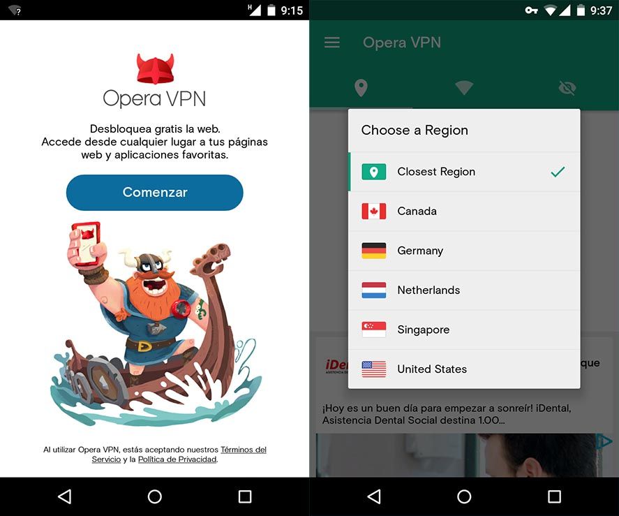 opera vpn screenshots Las diez aplicaciones para Android más relevantes del 2016