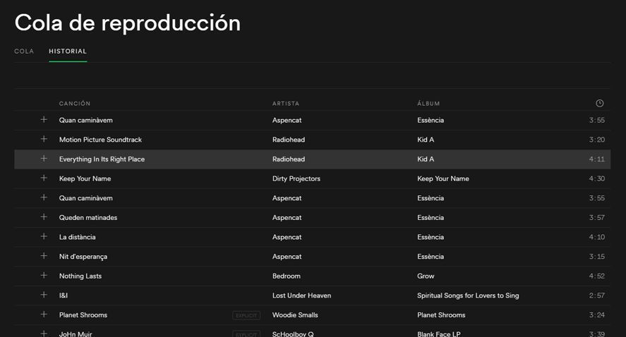 Spotify Historial