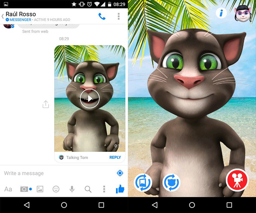 talking tom facebook messenger Facebook Messenger integrates its own app range