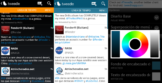 tweedle opciones Tweedle, un personalizable y diferente cliente de Twitter para Android