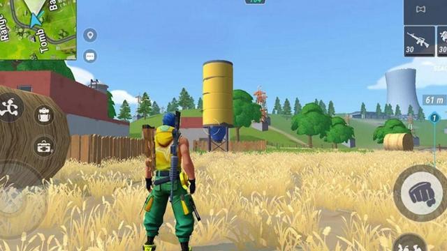 Sigma Battle Royale: Character dressed in yellow and green in the middle of a yellowish field.