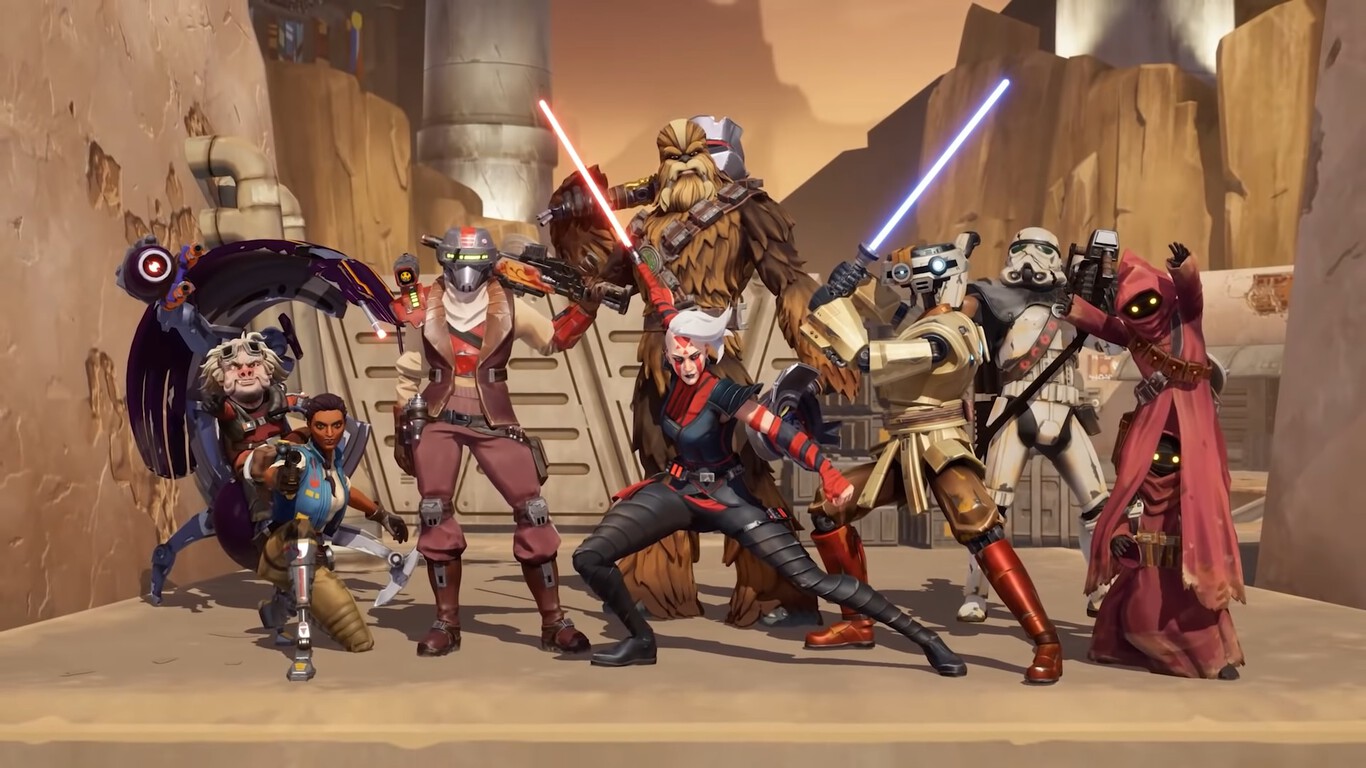Star Wars Hunters: promo image with all the title's characters.