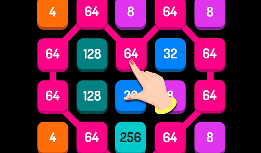 2248 Puzzle in-game screenshot showing a hand icon selecting several numbers