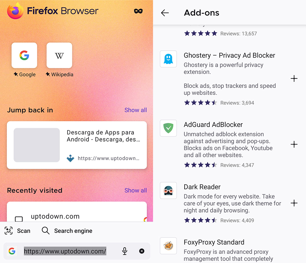 Firefox Browser screenshots