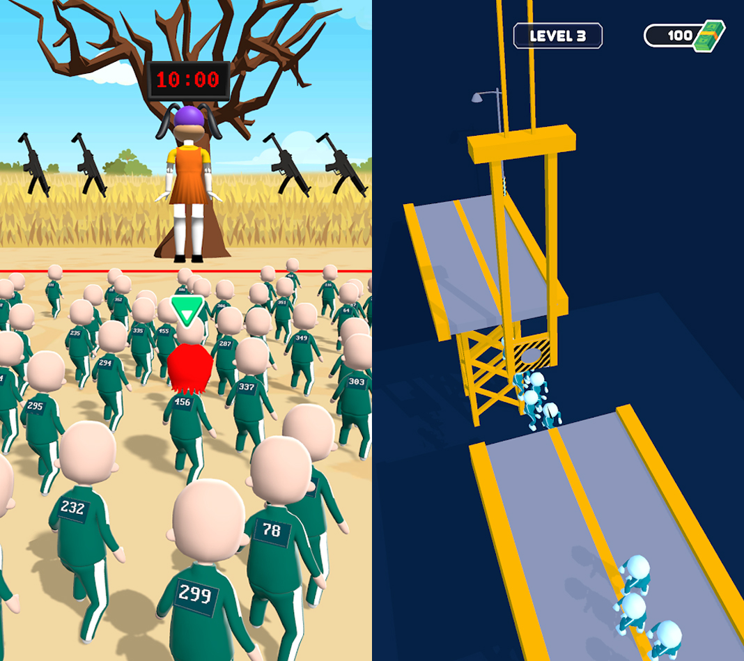 Screenshots of Squid Game clones