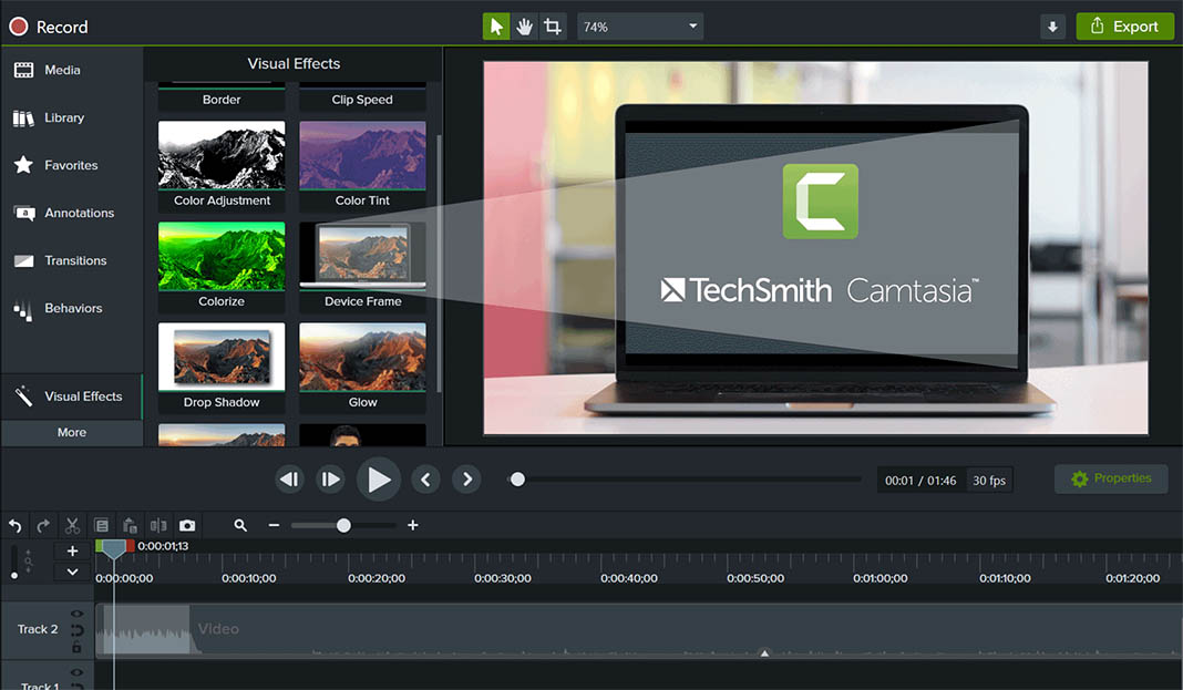 Camtasia screenshot Top 10 programas de edición de vídeo en 2022