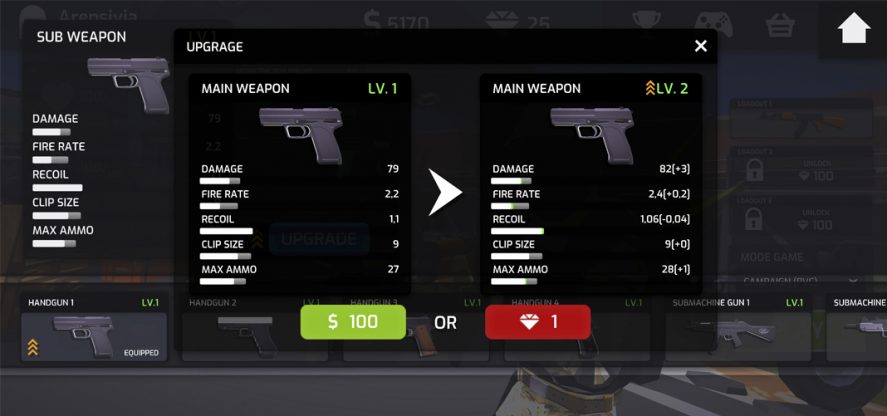 Combat Strike CS Online: weapons menu