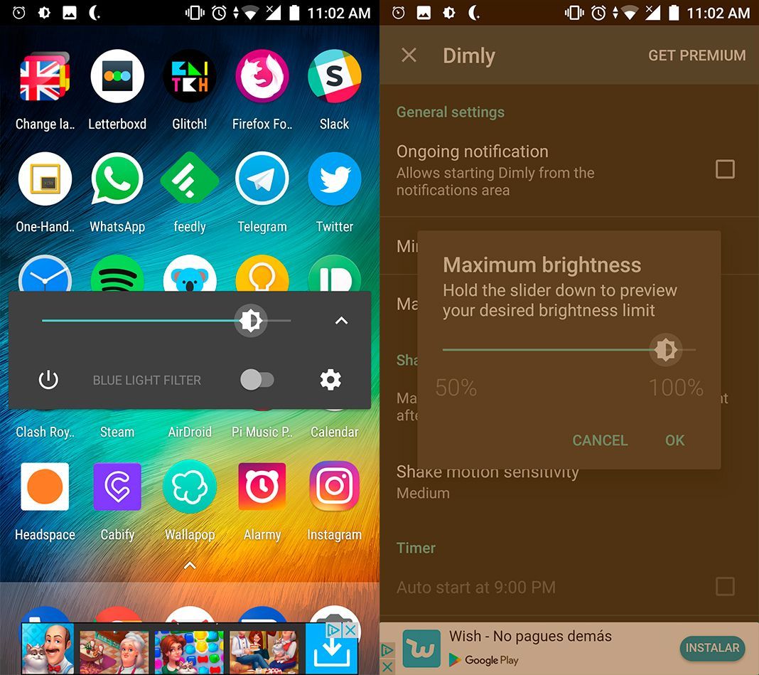 Dimly screenshot Protege tu vista con estas diez apps de filtros de luz para Android