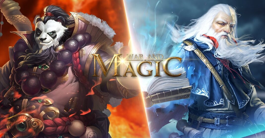 War and Magic wallpaper showing a panda character on the left and an old man on the right