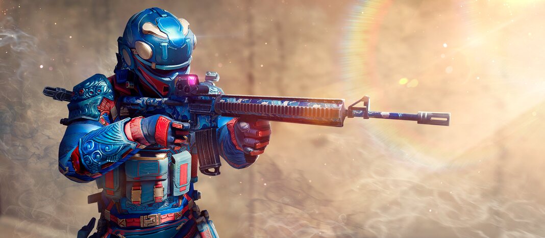 Battle Prime: soldier dressed in blue and carrying a weapon