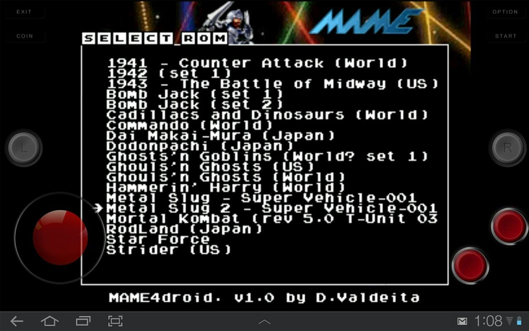 MAME4droid emulator screenshot