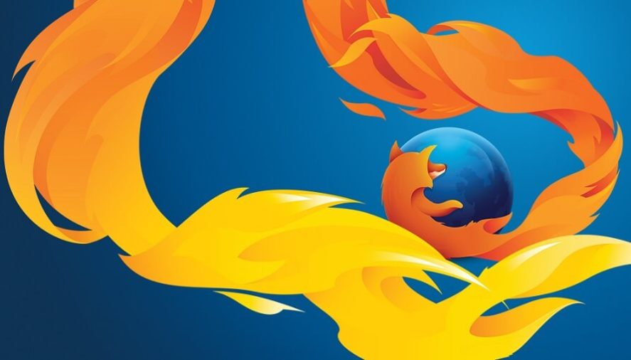 An artistic version of the Firefox logo in which the fox has a very long tail 