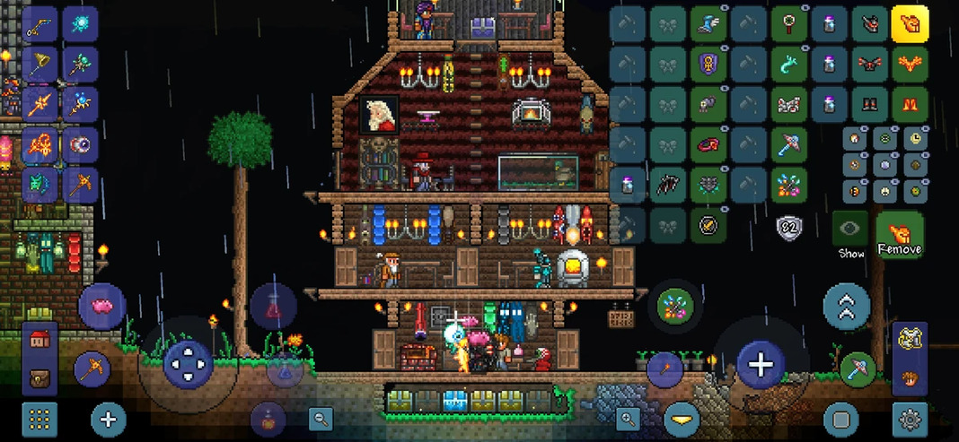 Terraria house screenshot with several items to choose