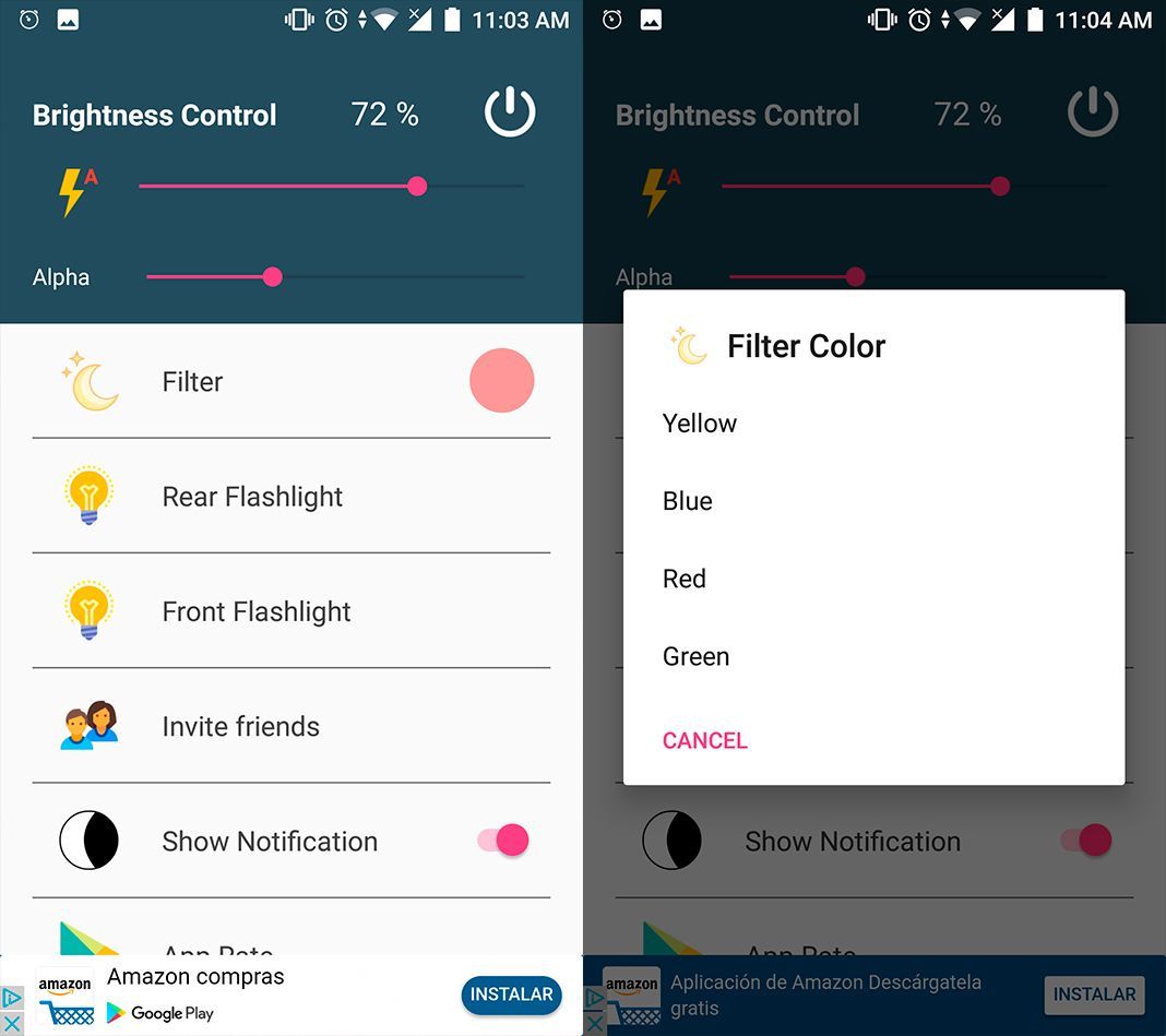 Moonscreen screenshot Protege tu vista con estas diez apps de filtros de luz para Android