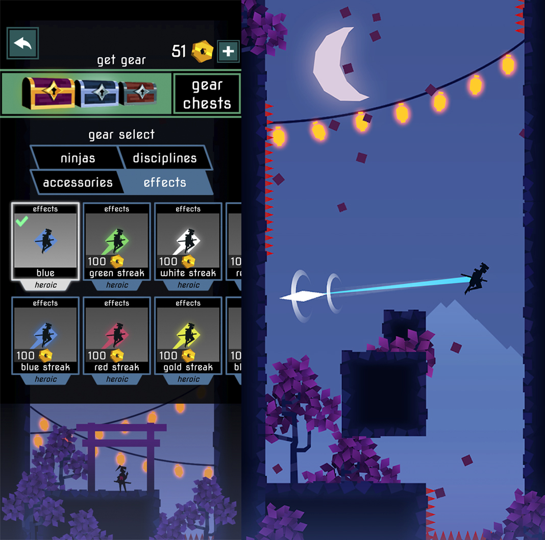 Ninja Tobu screenshot showing chests and effects