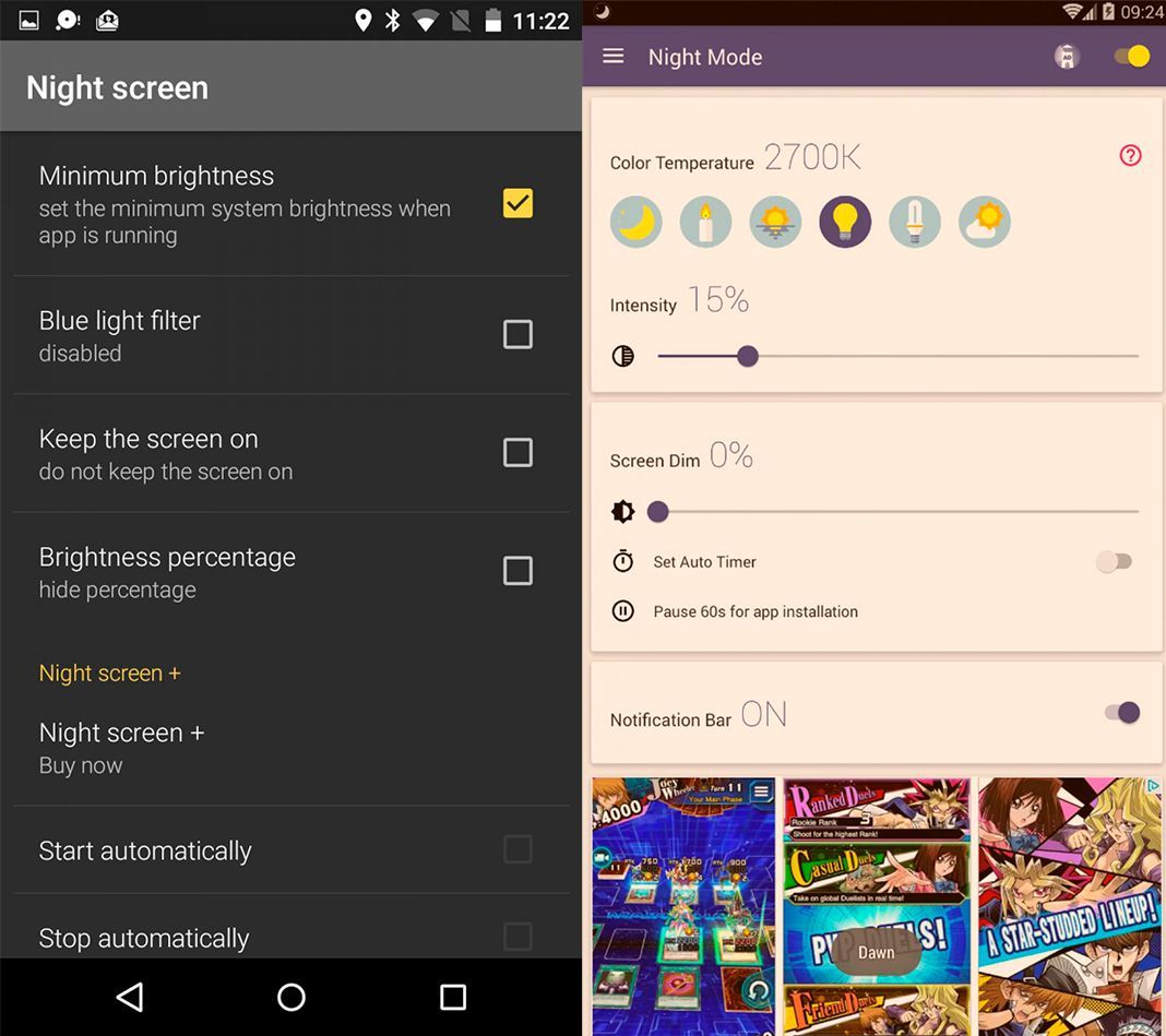Night mode Blue light filter screenshot Protege tu vista con estas diez apps de filtros de luz para Android