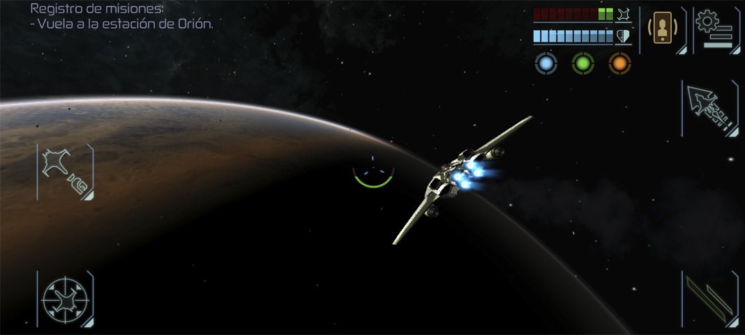 Space Commande: War and Trade: spaceship orbiting a planet