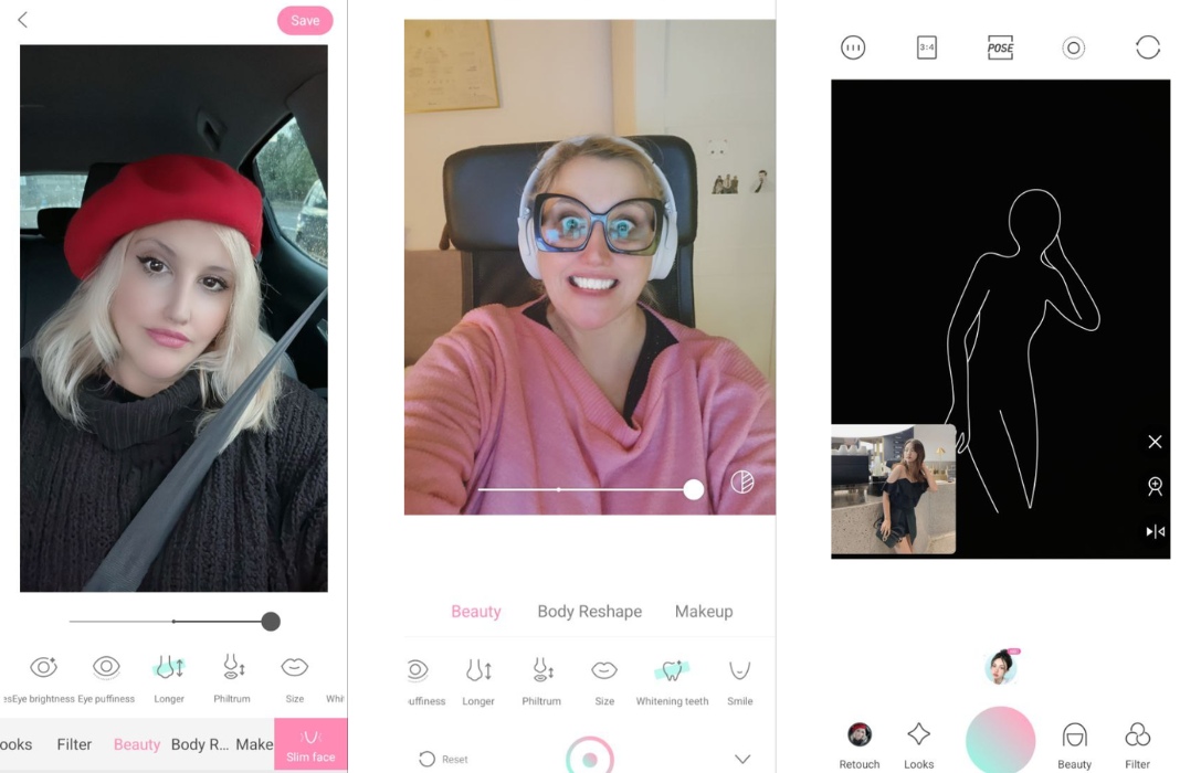 Blond woman using different ULike filters