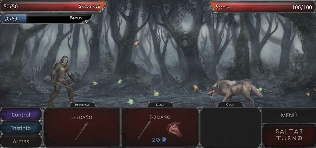 Game image: fighting a wolf