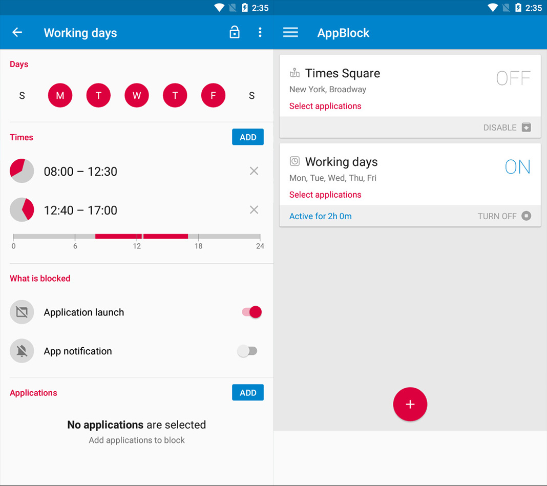 appblock screenshot 10 Android apps to help you overcome smartphone addiction