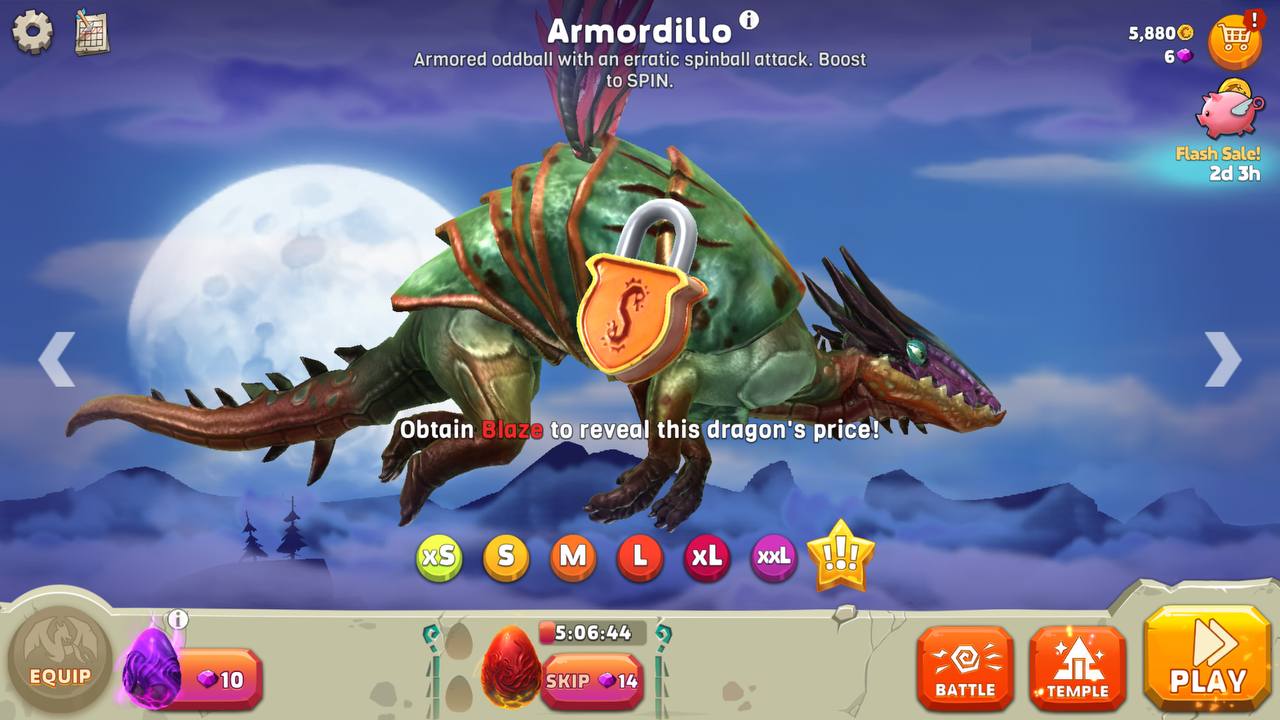 Armordillo description in Hungry Dragon: an armored oddball with an erratic spinball attack