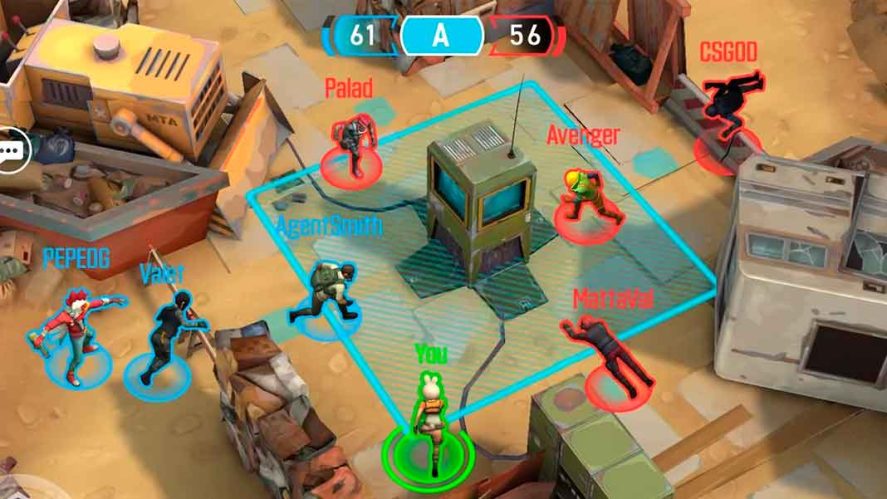 OutFire: several characters running and jumping towards a cabinet
