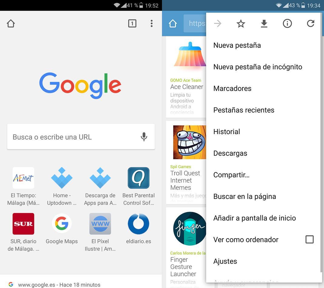 comparativa navegadores 2017 sept chrome Android browser comparison (October 2017)