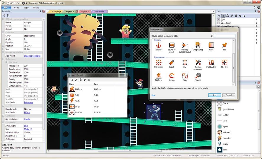 construct 2 screenshot The best tools for creating Android video games