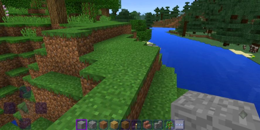 Craftsman screenshot showing a cube-shaped field and a river 